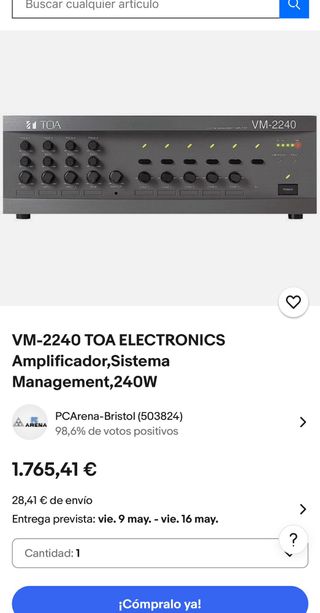 AMPLIFICADOR MULTICANAL DE 5 ZONAS  TOA VM2240