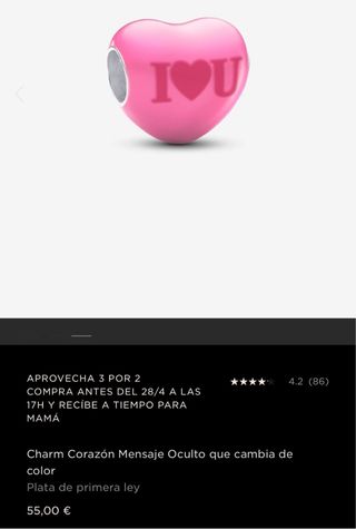 Charm Pandora Corazón rojo -plata