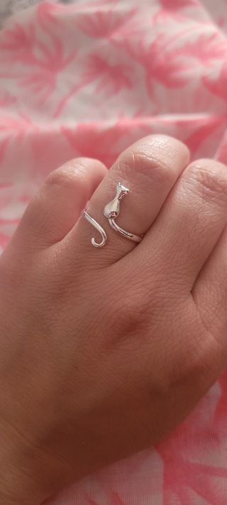 Anillo de plata gato sentado