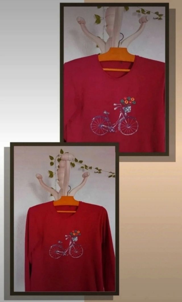 Jersey rojo bici flores