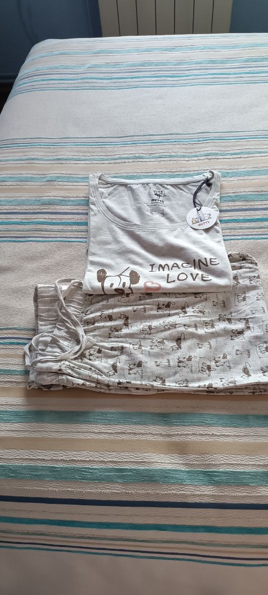 Pijama Women Secret M - Beige/Gris