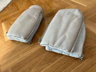 Manoplas gris perla carrito bebé con pelo interior
