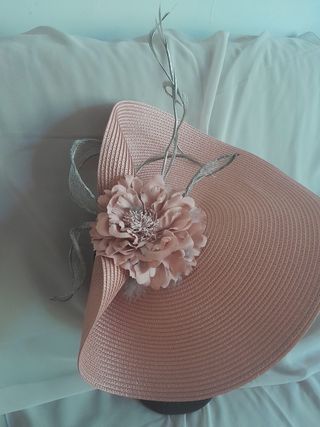 Tocado/pamela nude boda, fiesta, evento