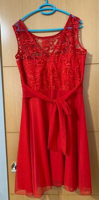 Vestido fiesta rojo talla 44