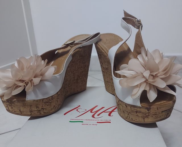 Sandali donna floreale tacco alto