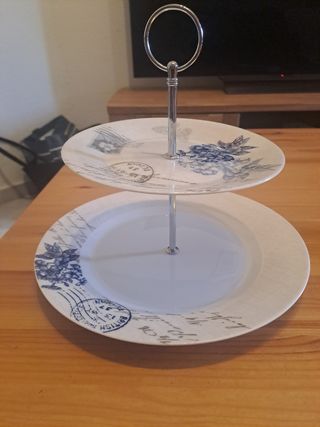 Bandeja pastel porcelana 2 pisos