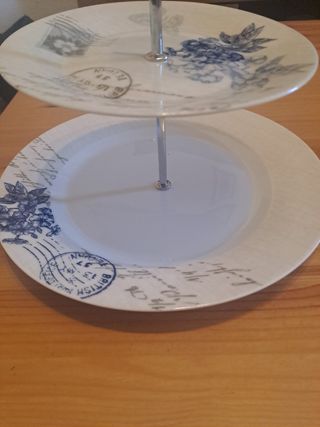 Bandeja pastel porcelana 2 pisos