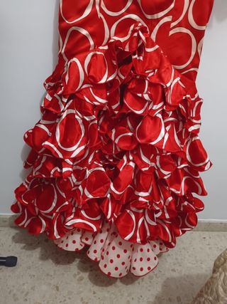 Traje gitana rojo y blanco - Talla 42