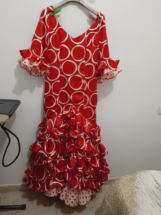 Traje gitana rojo y blanco - Talla 42