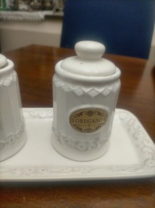 Set 2 portaspezie ceramica bianco