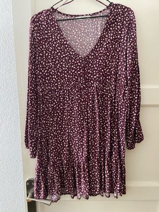 Vestido flores granate - Talla S