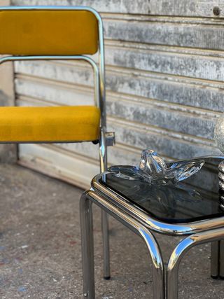 Mesa Tubular Auxiliar Bauhaus Años 70