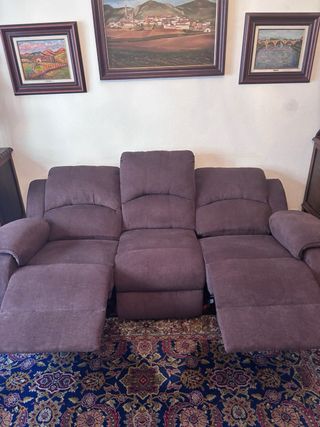 Sofá relax eléctrico 3 plazas marrón