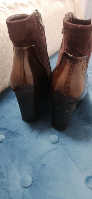 Botines mujer de piel y ante marrón