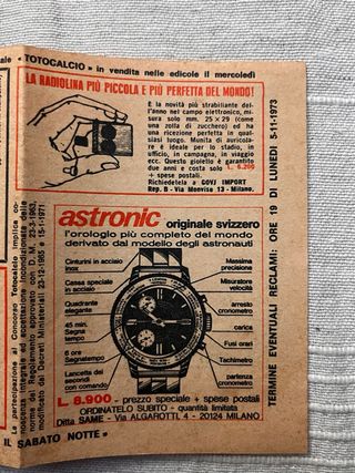 schedina totocalcio non giocata 1973