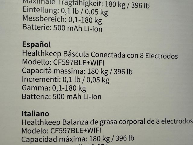 Báscula de bioimpedancia con 8 Electrodos