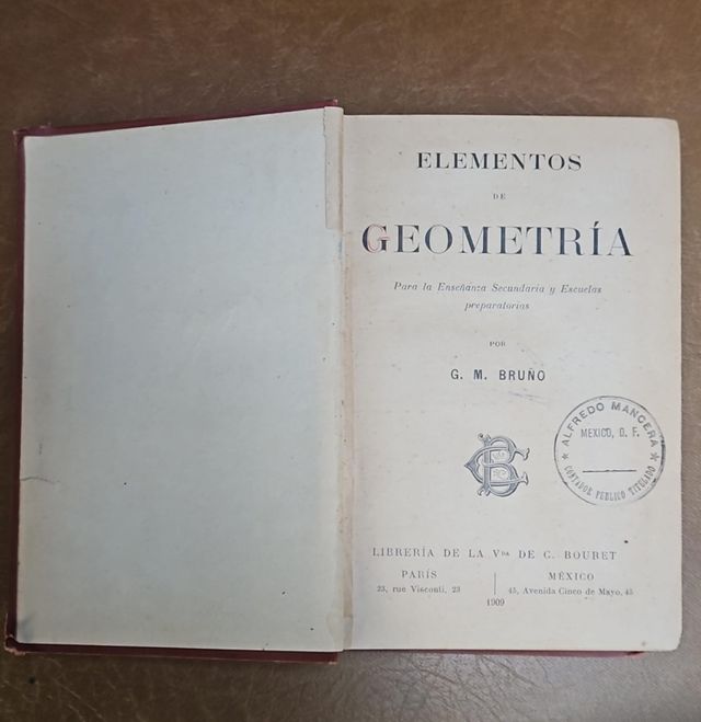 Libro Antiguo 1909 "Elementos de Geometría"