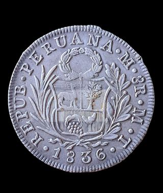 Moneda de 8 reales peruanos de 1836