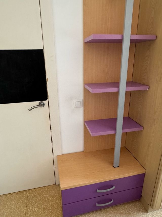 estantería con mesa de dos cajones