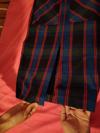 Falda midi Zara cuadros rojos y azules - Talla S