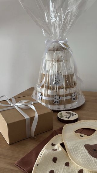 Tarta pañales bebé panda