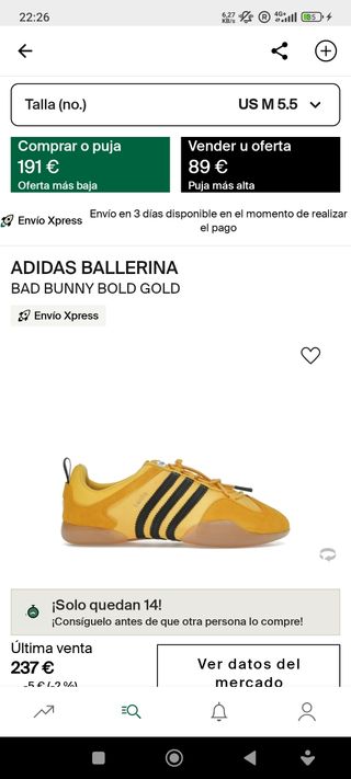Ballarinas Bold Gold  ADIDAS x Bad Bunny