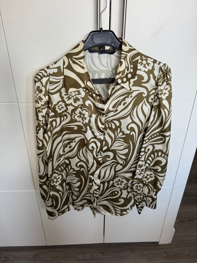 Camisa seda estampada - verde oliva
