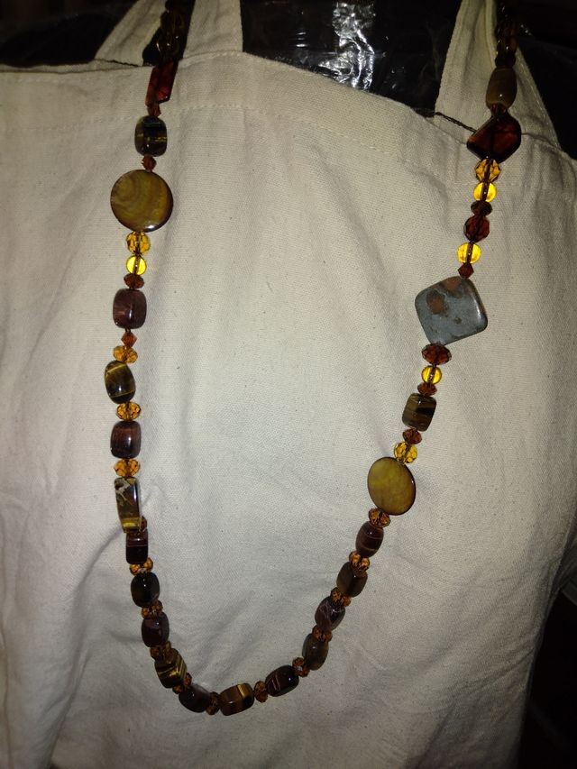 Collana marrone e oro ambra cm 95+7