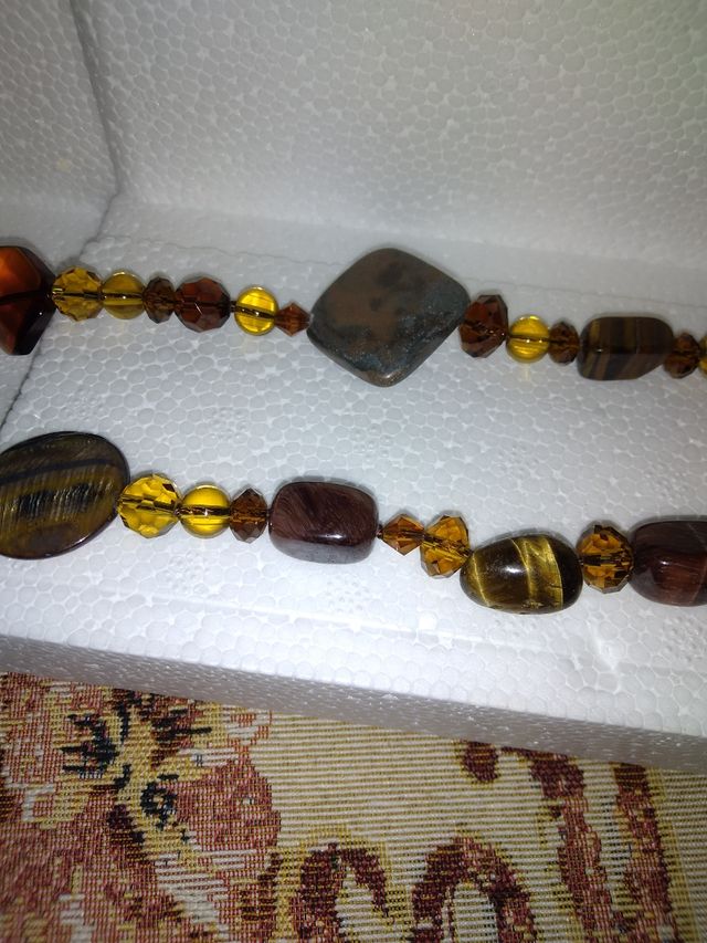 Collana marrone e oro ambra cm 95+7