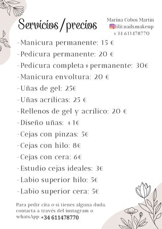 Manicuras, pedicuras y depilación.