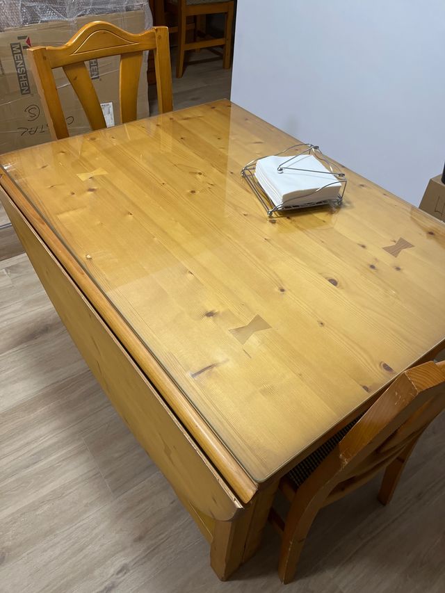 Mesa madera de pino extensible