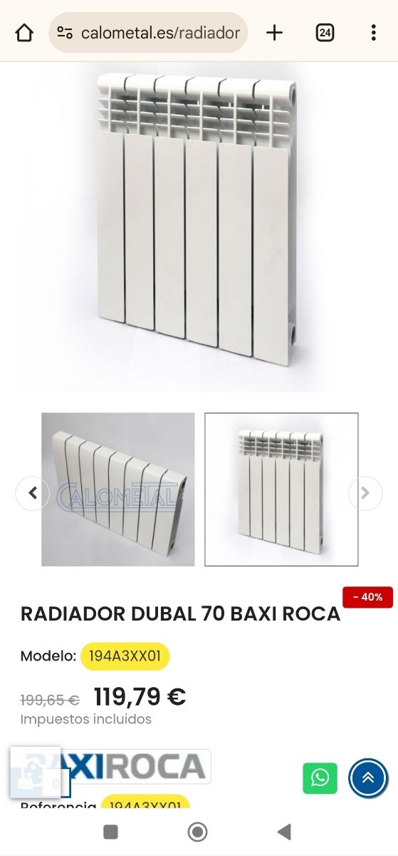 RADIADOR DUBAL 70 BAXI ROCA