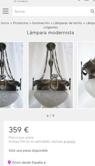 Lámpara modernista de metal y cristal Año 1950