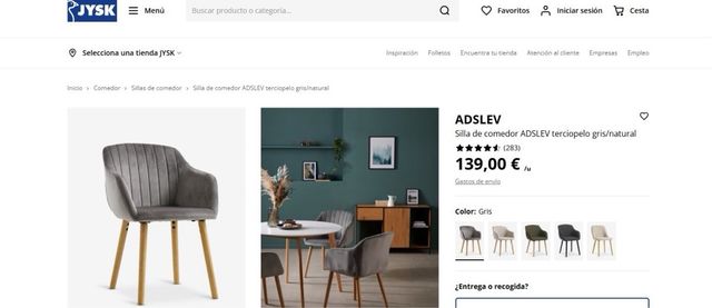 Silla terciopelo gris