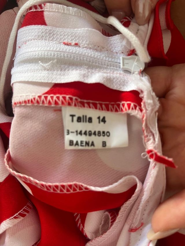 Traje flamenca niña rojo lunares blancos