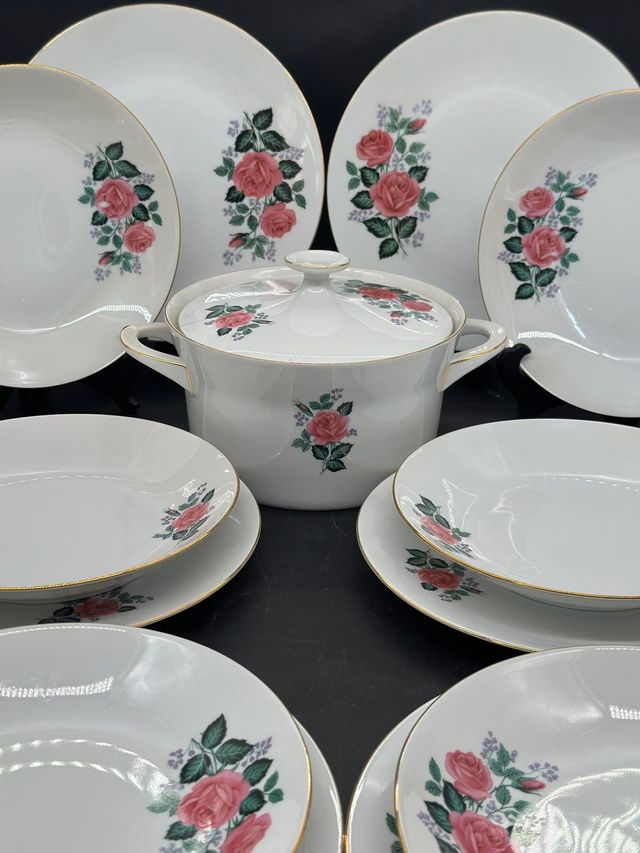 Vajilla - Scherzer Bavaria con decoración de rosas