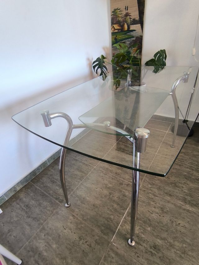 Comedor cristal 4 sillas morado