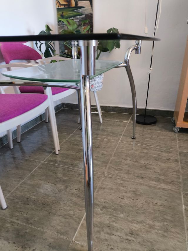 Comedor cristal 4 sillas morado