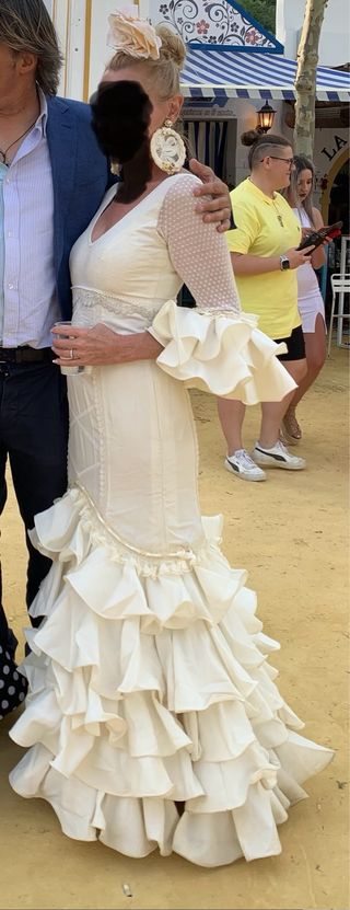 Traje gitana flamenco blanco