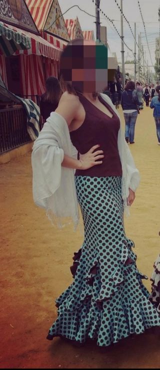 Traje Flamenca lunares turquesa