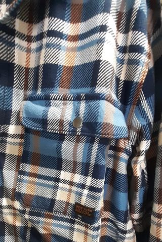 Camisa franela cuadros azul-blanca