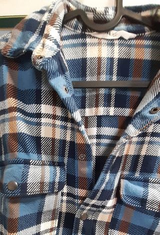 Camisa franela cuadros azul-blanca