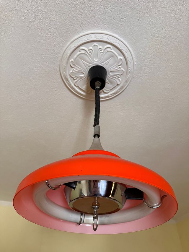 Lampadario vintage arancione anni '70