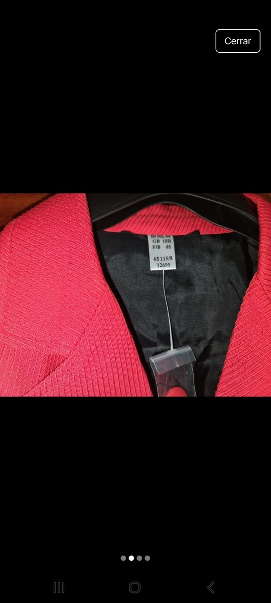 Traje falda rojo mujer con rayita