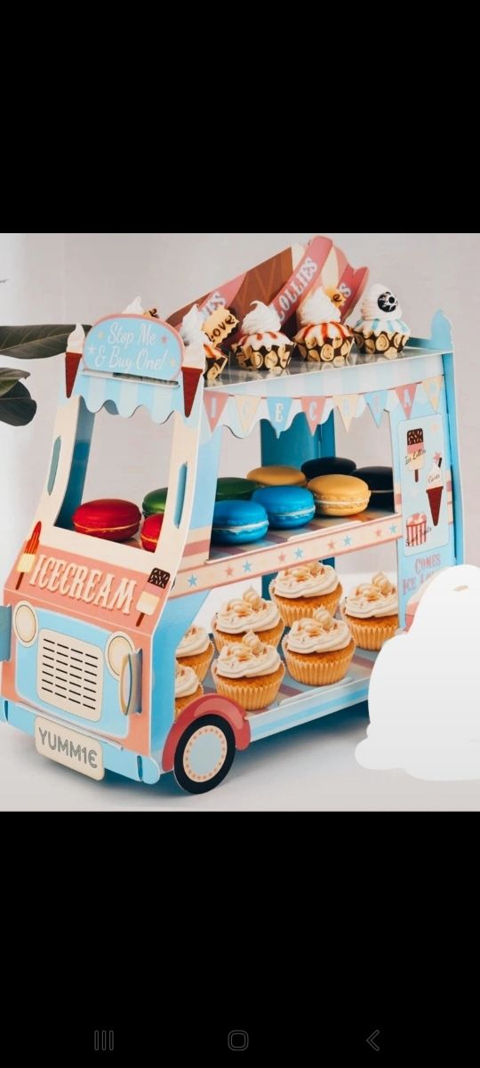 Expositor pastelitos carrito helados para fiesta