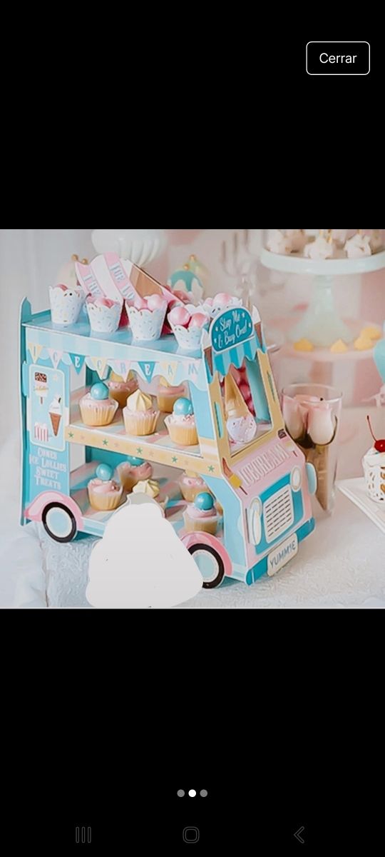 Expositor pastelitos carrito helados para fiesta