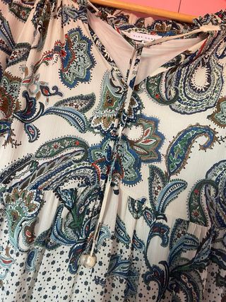 Vestido boho paisley blanco y azul