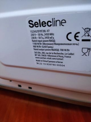 Microondas selecline 1100W con grill
