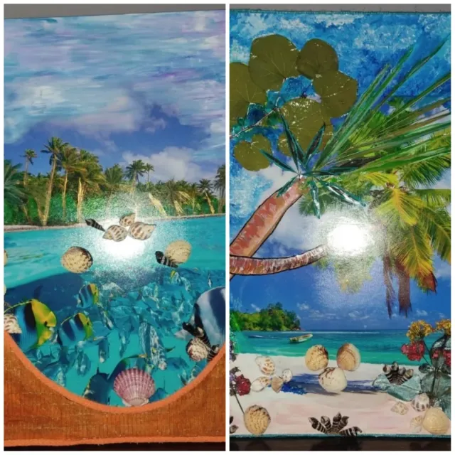 Liquidacion 2 Lienzos marinos únicos en relieve