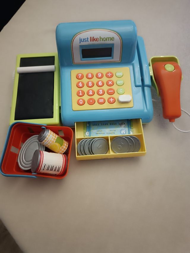 Caja registradora de juguete y accesorios